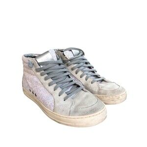 P448 Skate Glitter Mid Top Zip Women's Size 37/ US 7 High Top Sneaker